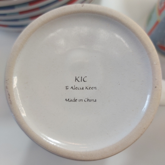 Vintage Patchwork Christmas Alecia Keen NIC mug and plate 16 pc dish set - Picture 10 of 13